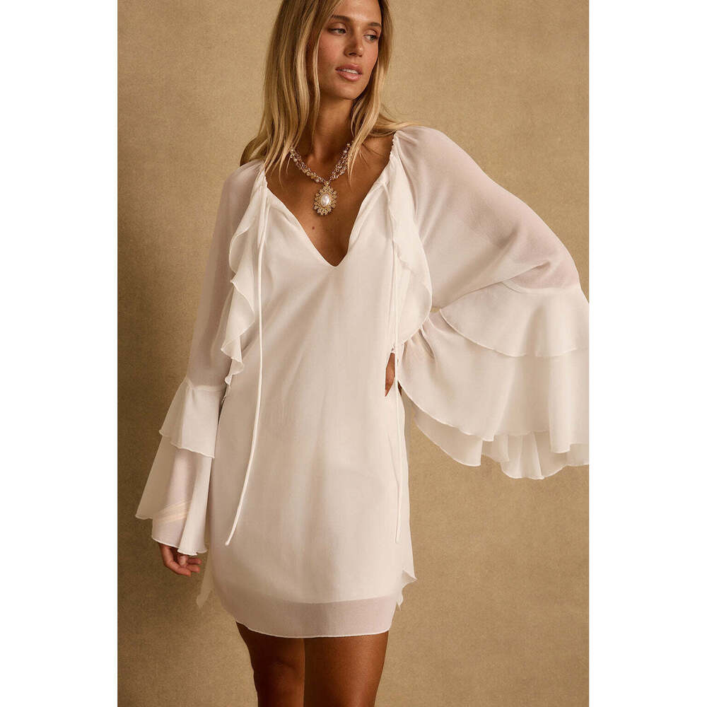 12th Tribe Alice White Chiffon Mini Dress Size SS